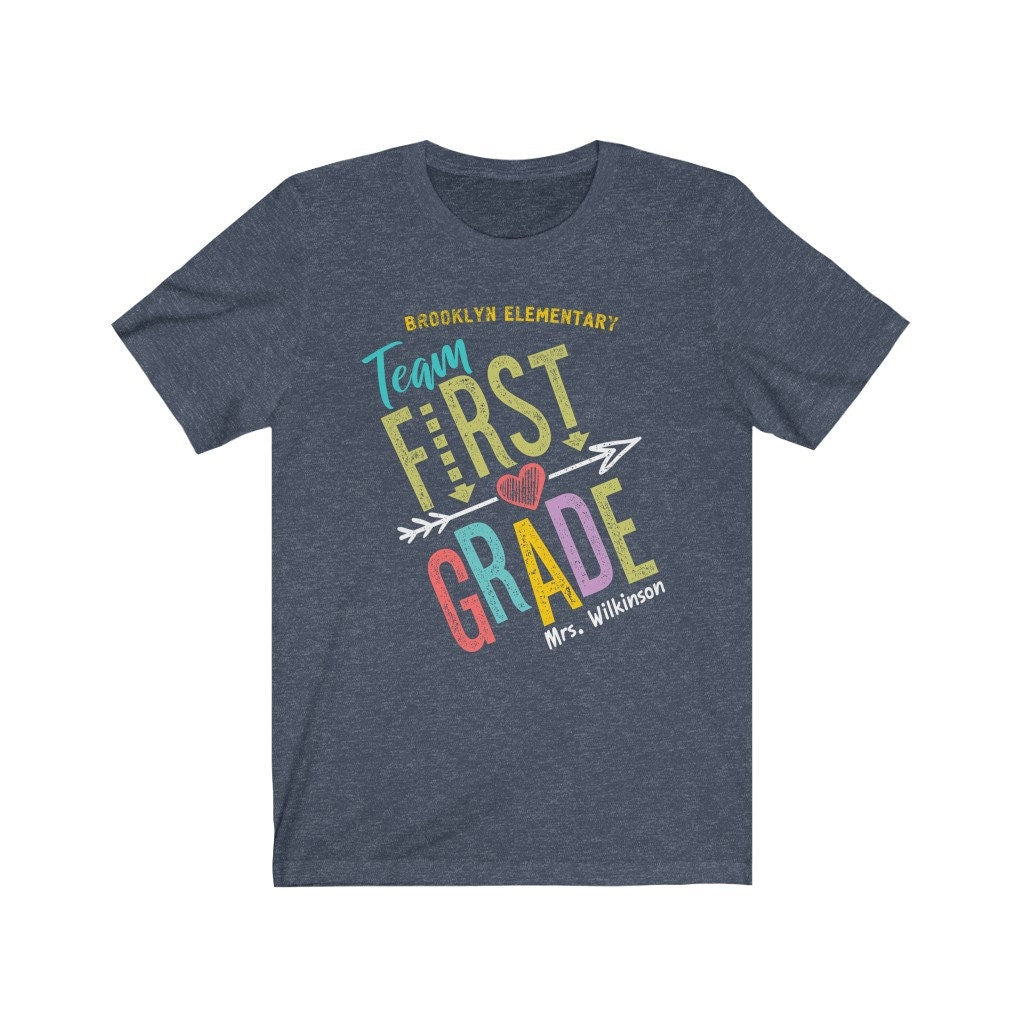 Personalized First Grade Team Teacher T-shirt - Elementary School Squad Tee