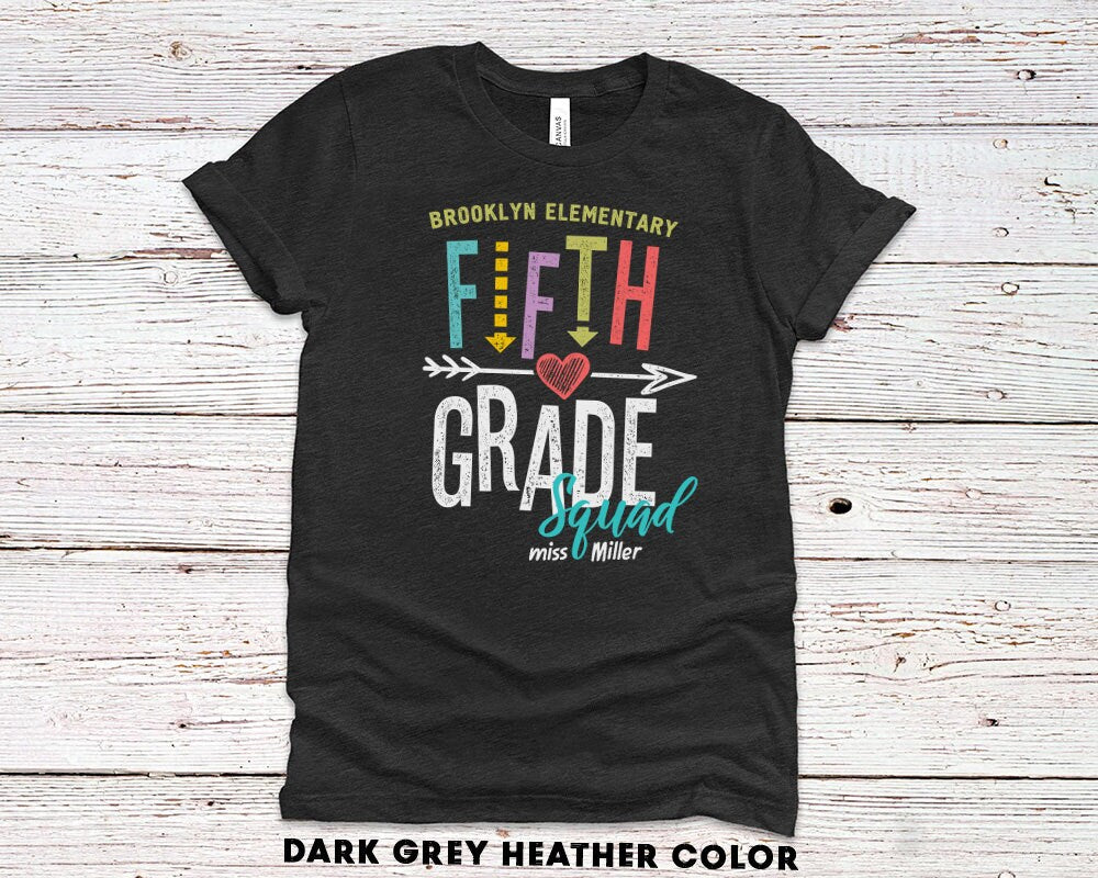 Personalized Fifth Grade Team Shirt - Teacher Crew Shirt - School Squad Gift Tee
