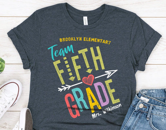Personalized Team Fifth Grade Shirt - Teacher Crew Shirts - School Squad Tee