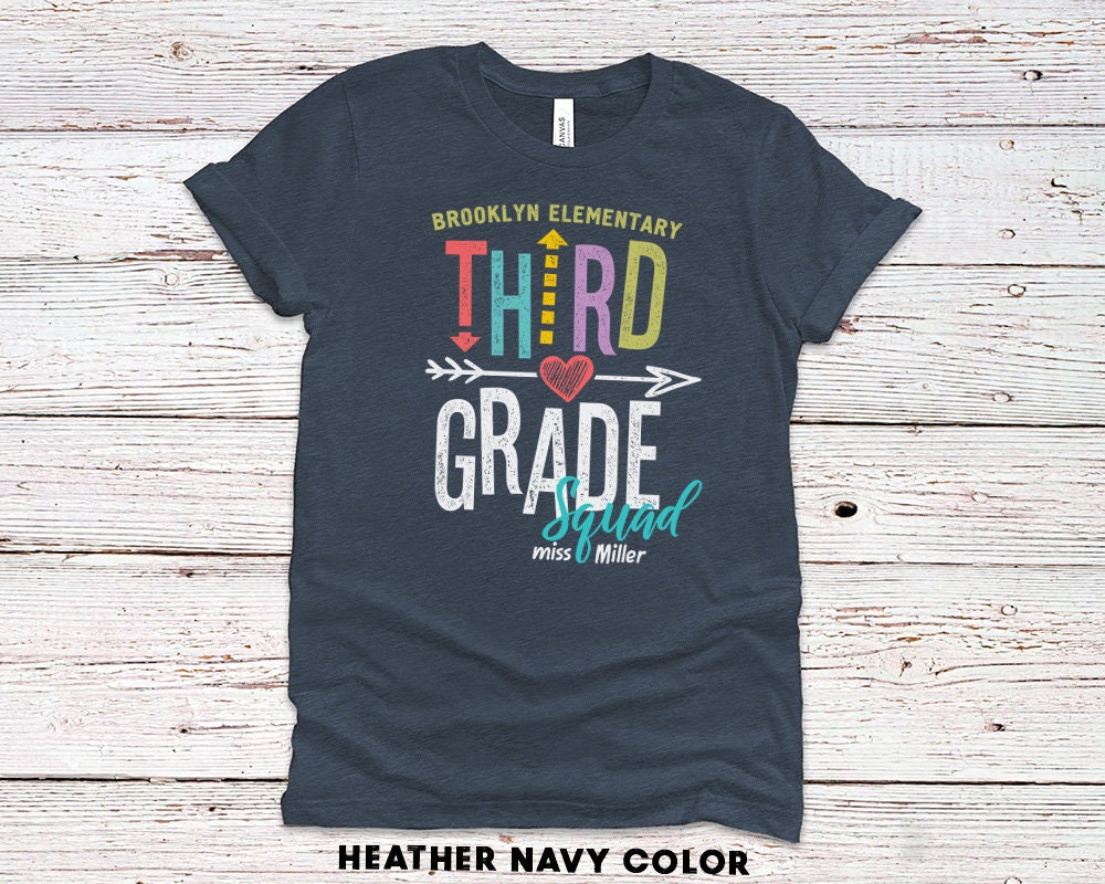 Personalized Third Grade Squad Teacher T-Shirt - School Team T-Shirt - 37 Design Unit