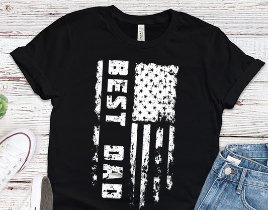 Best Dad Gift T-Shirt with American Flag for Father of Husband