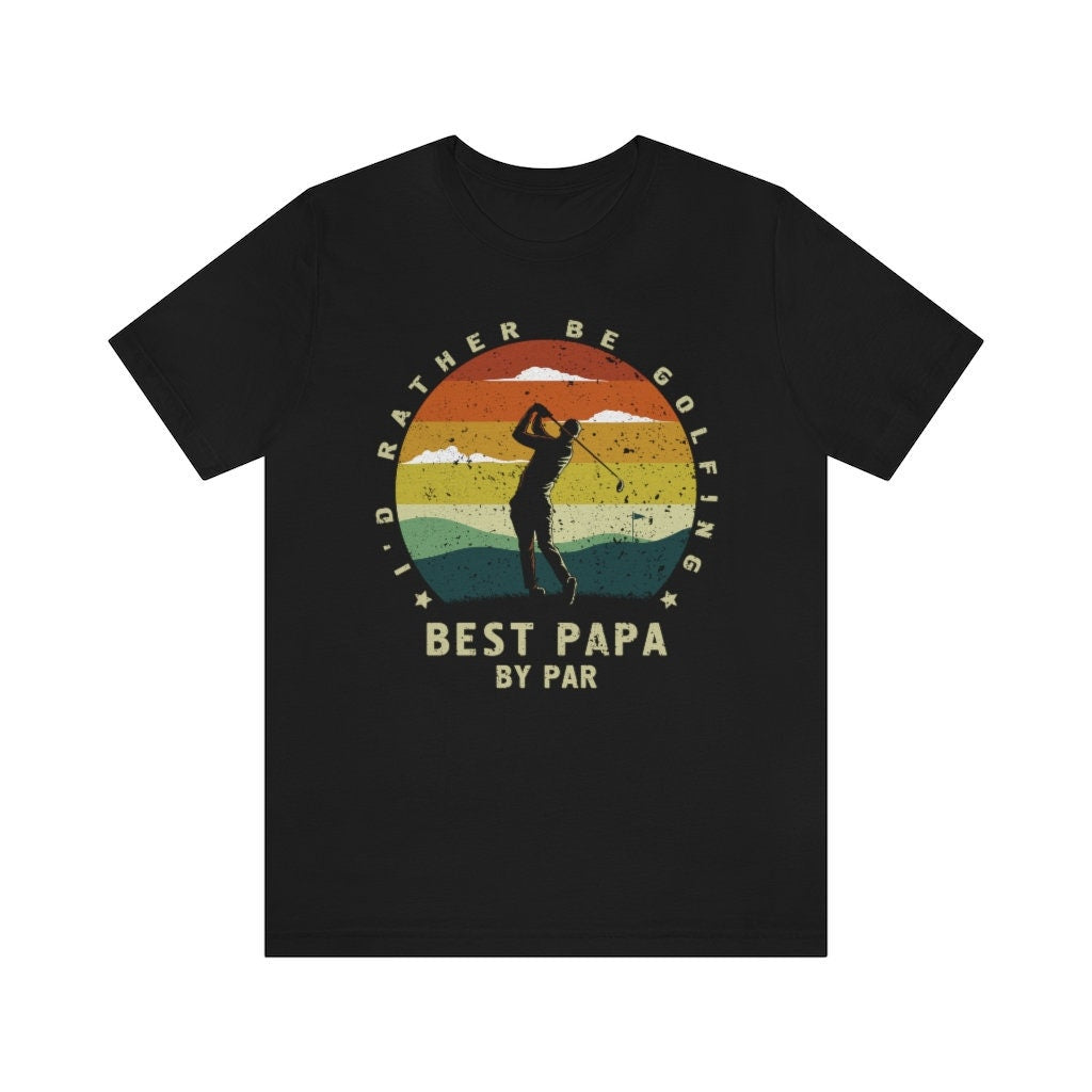 Best Papa By Par Vintage Sunset Golf Shirt for Men or Dad