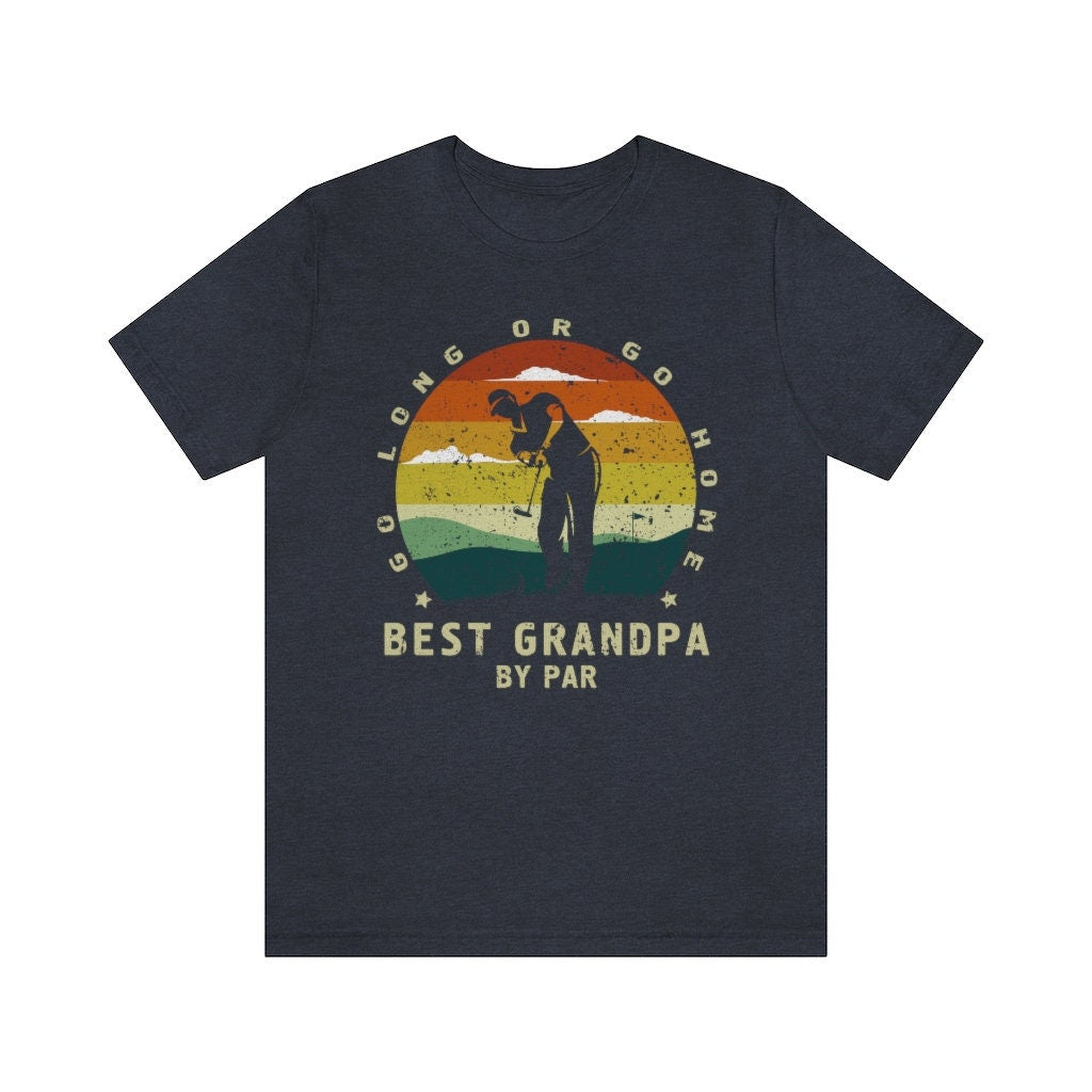 Best Grandpa By Par - Vintage Sunset Golf Shirt for Men, Birthday Gift for Father