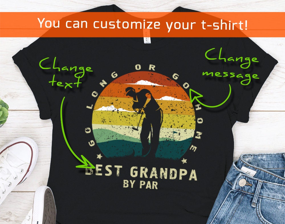 Best Grandpa By Par - Vintage Sunset Golf Shirt for Men, Birthday Gift for Father