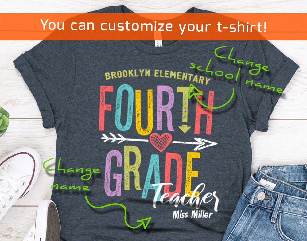 Personalized Fourth Grade Teacher Team T-Shirt - Teacher Crew Squad Shirt - 37 Design Unit