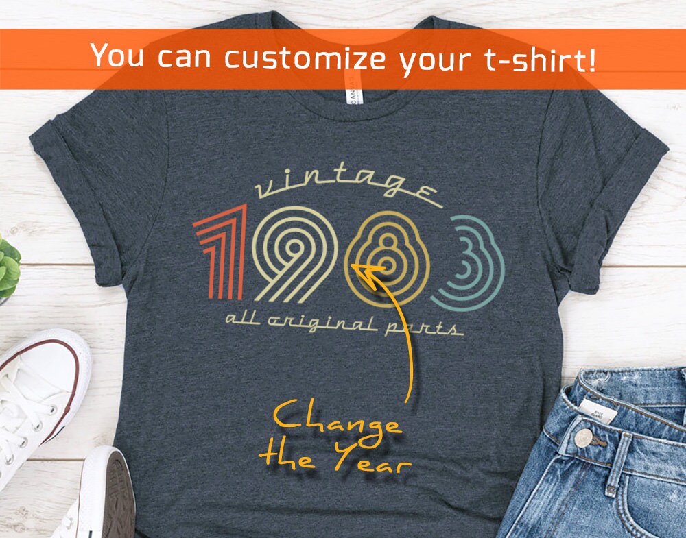 Vintage 1983 birthday shirt for women or men, 1983 gift shirt for wife or husband