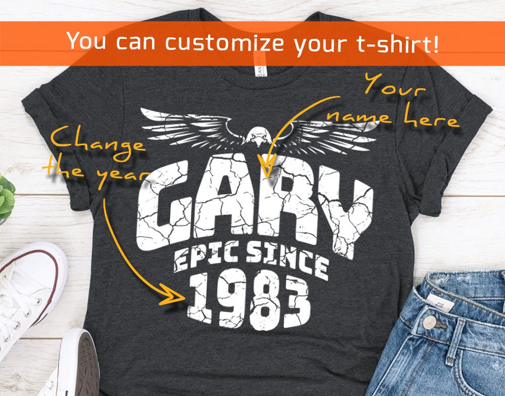 Epic Since 1983 birthday gift for Man or Husband, Personalized Name Birthday t-shirt for Brother