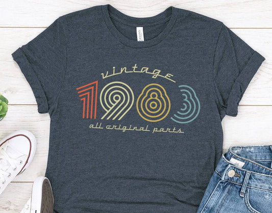 Vintage 1983 birthday shirt for women or men, 1983 gift shirt for wife or husband