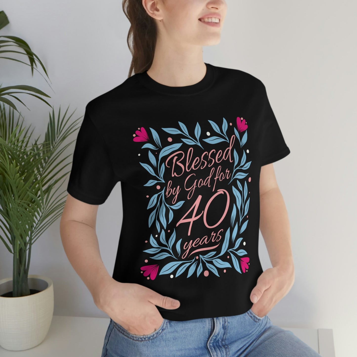 Blessed by God for 40 years gift t-shirt for women or wife, 40th Anniversary t-shirt