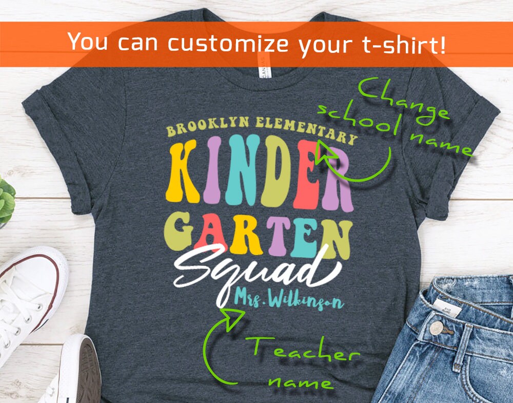 Personalized Kindergarten Teacher Squad T-Shirt - Customized Teacher Team T-Shirt - 37 Design Unit